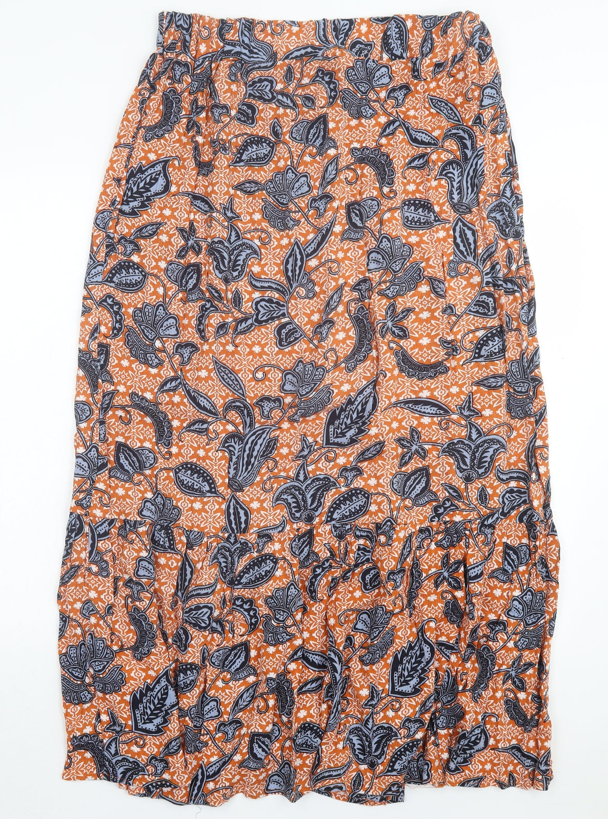 Primark Womens Orange Geometric Viscose A-Line Skirt Size 12