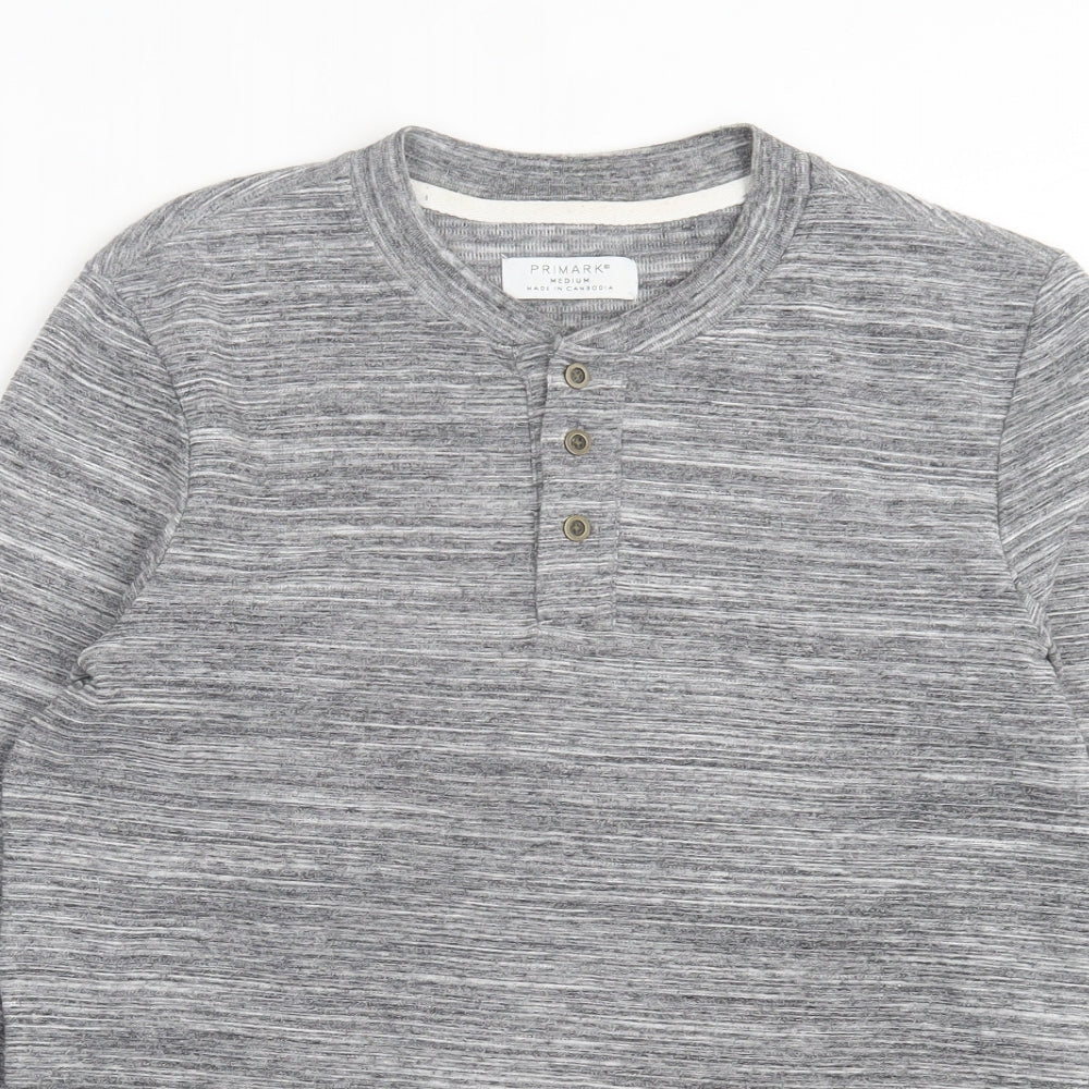 Primark Mens Grey Polyester T-Shirt Size M Crew Neck