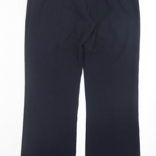 NEXT Womens Blue Striped Polyester Trousers Size 8 L28 in Regular Button