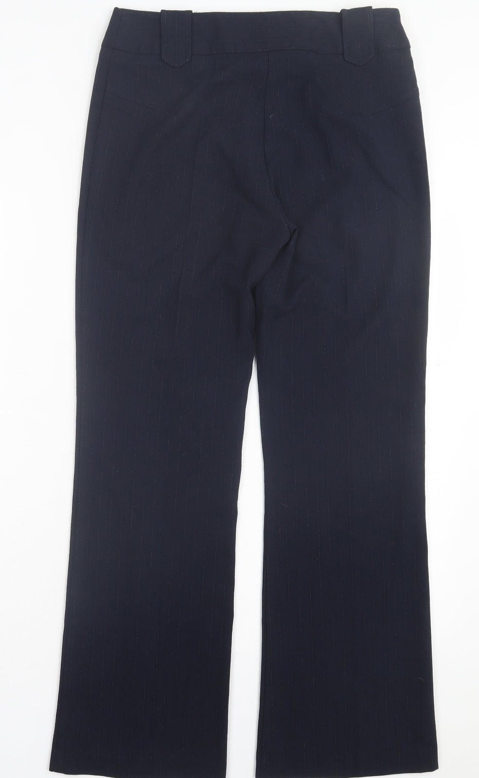 NEXT Womens Blue Striped Polyester Trousers Size 8 L28 in Regular Button