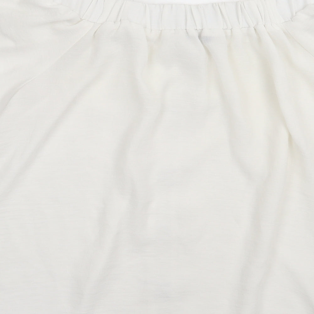 F&F Womens White Polyester Basic T-Shirt Size 12 Off the Shoulder