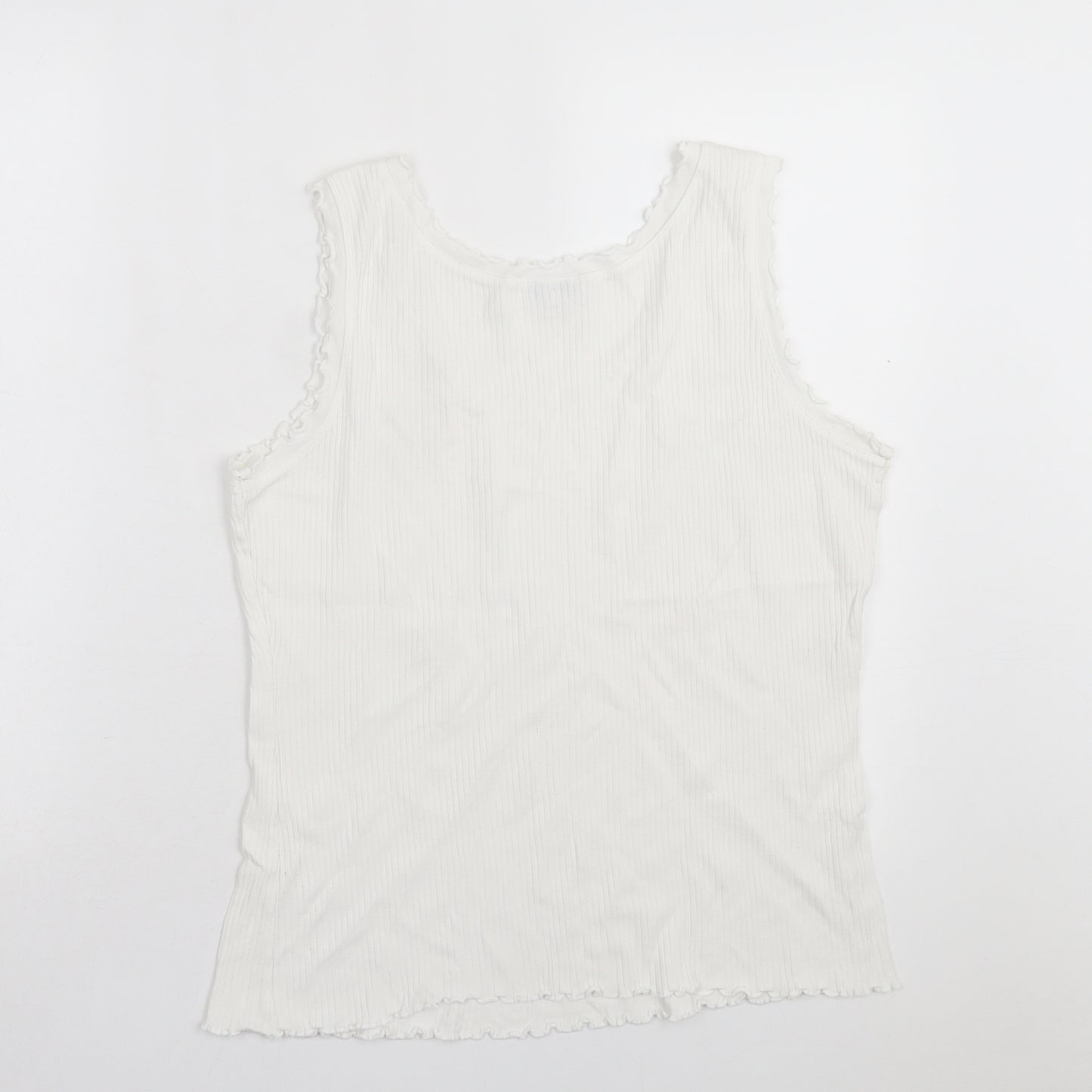 Papaya Womens White Polyester Basic Tank Size 18 Scoop Neck - Lettuce Edging