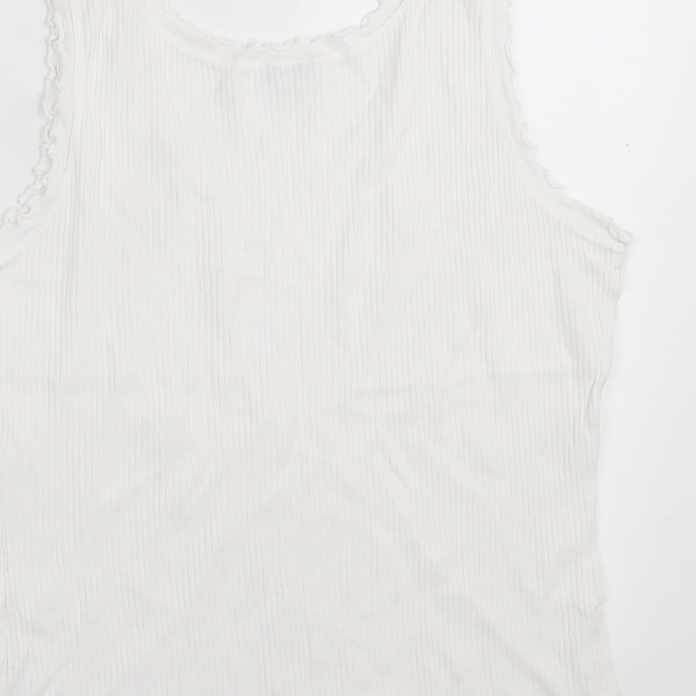 Papaya Womens White Polyester Basic Tank Size 18 Scoop Neck - Lettuce Edging