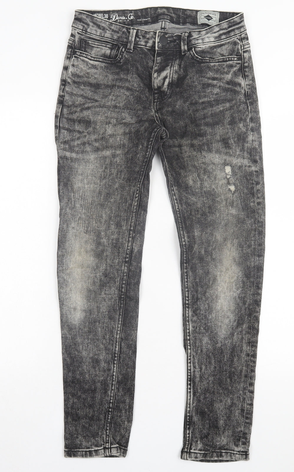 Denim & Co. Mens Black Cotton Straight Jeans Size 28 in L32 in Regular Button