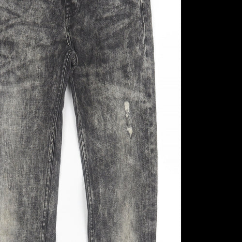 Denim & Co. Mens Black Cotton Straight Jeans Size 28 in L32 in Regular Button