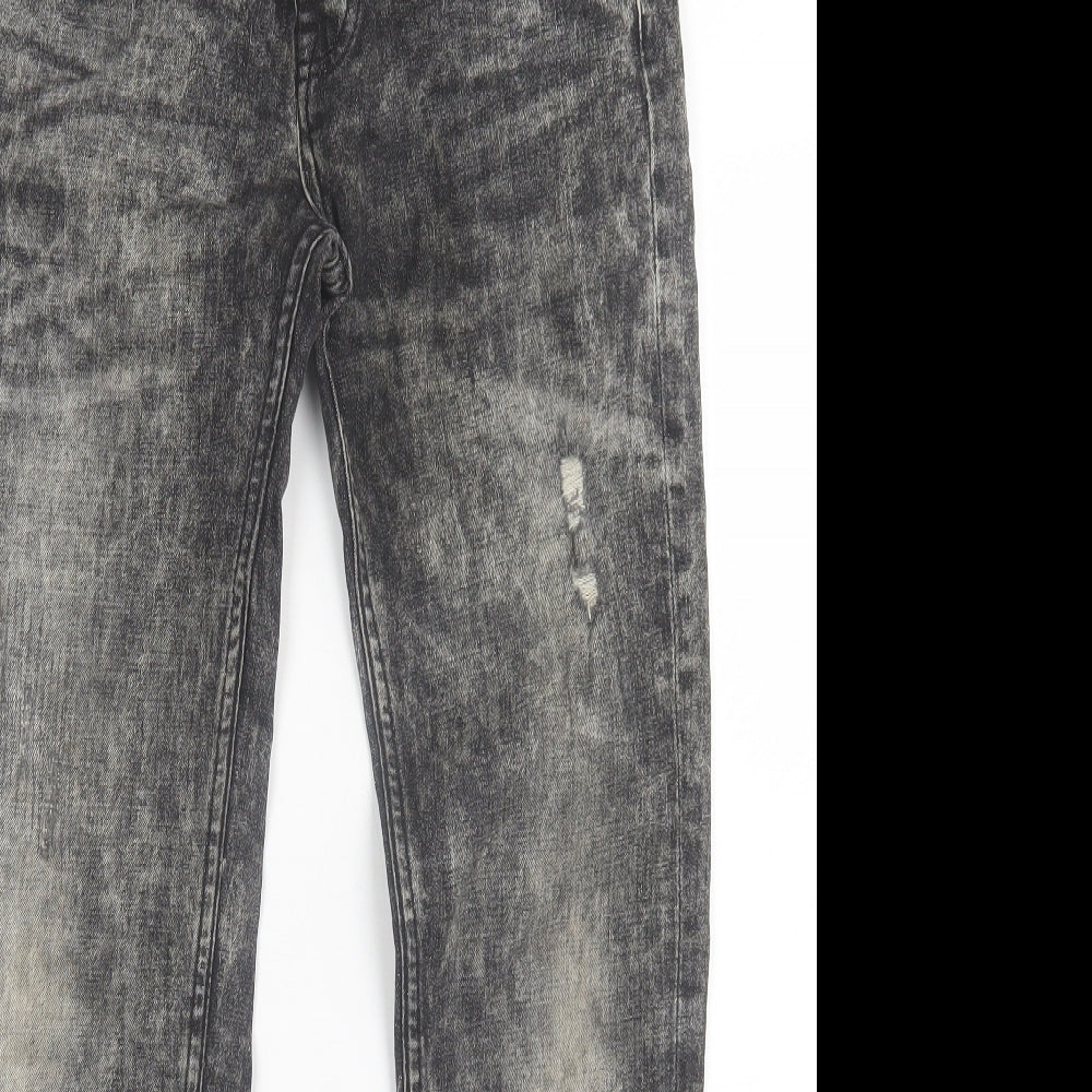 Denim & Co. Mens Black Cotton Straight Jeans Size 28 in L32 in Regular Button