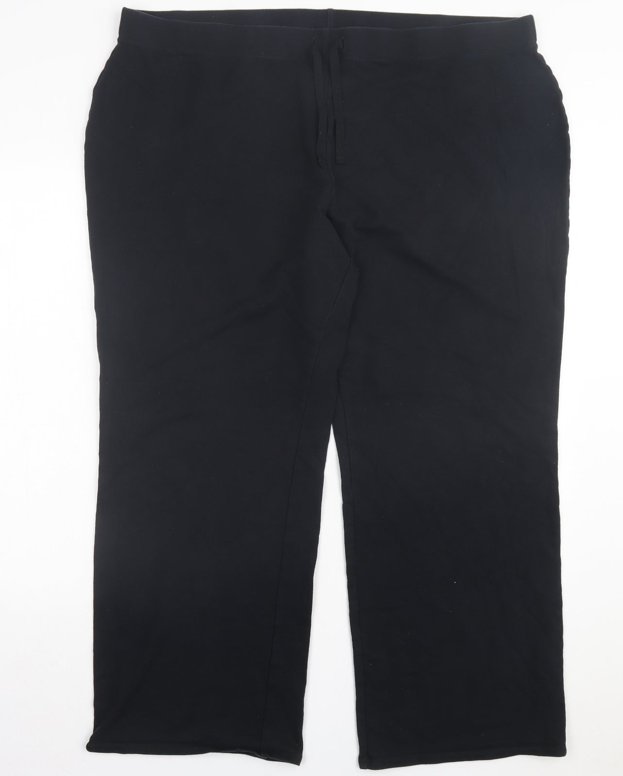 Marks and Spencer Womens Black Cotton Sweatpants Trousers Size 24 L30 in Regular Tie