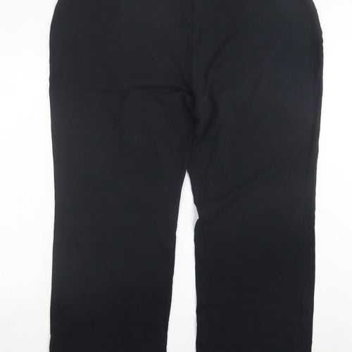 Marks and Spencer Womens Black Cotton Sweatpants Trousers Size 24 L30 in Regular Tie