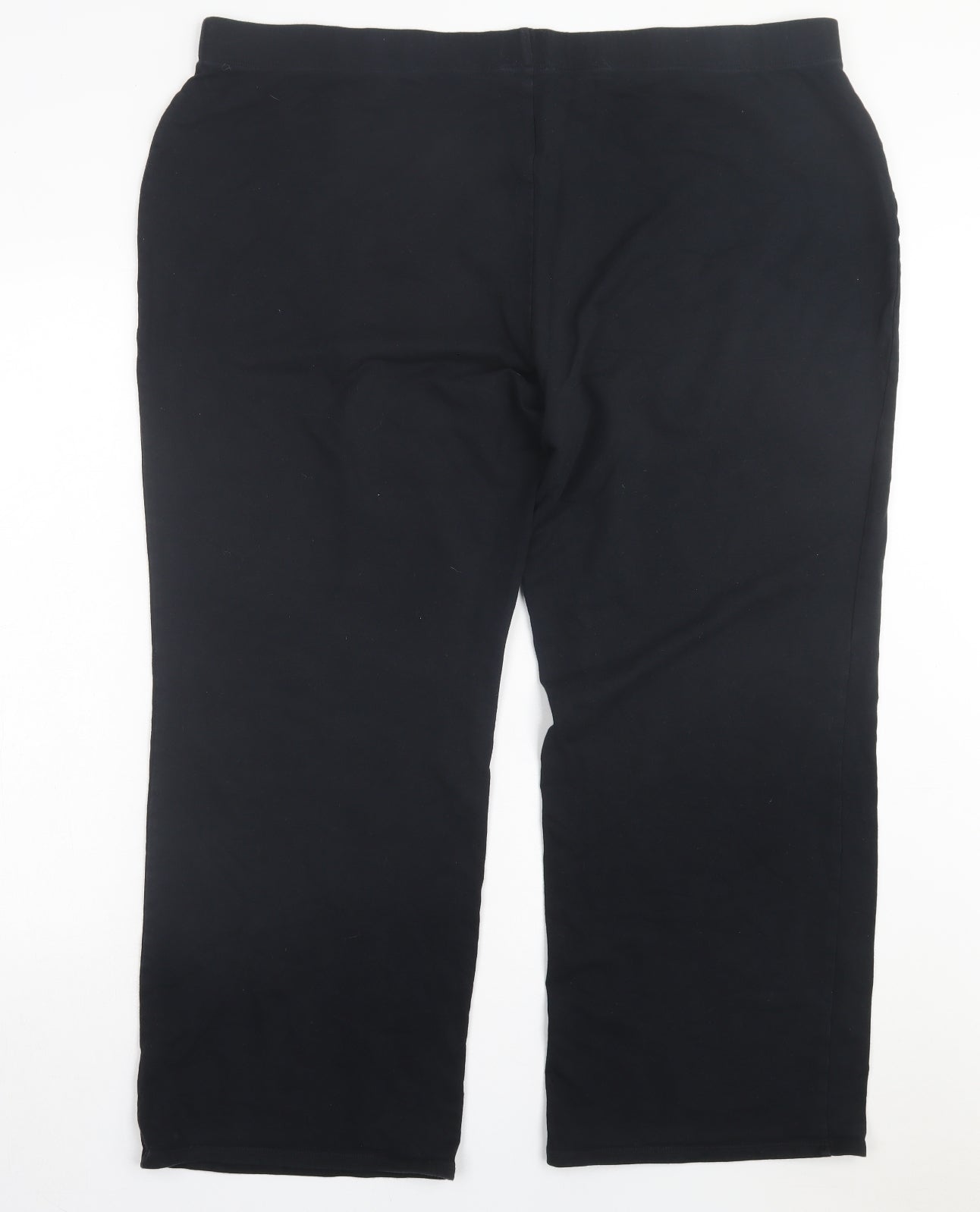 Marks and Spencer Womens Black Cotton Sweatpants Trousers Size 24 L30 in Regular Tie