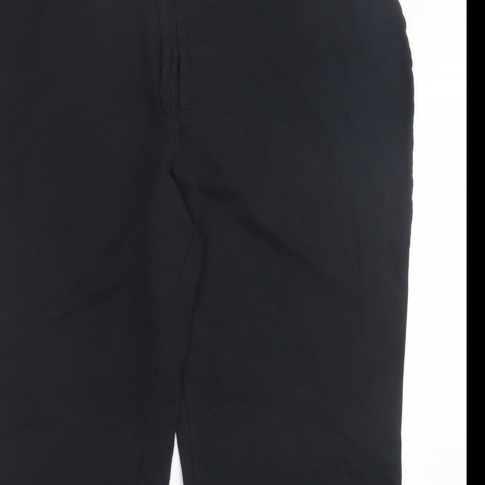 Marks and Spencer Womens Black Cotton Sweatpants Trousers Size 24 L30 in Regular Tie