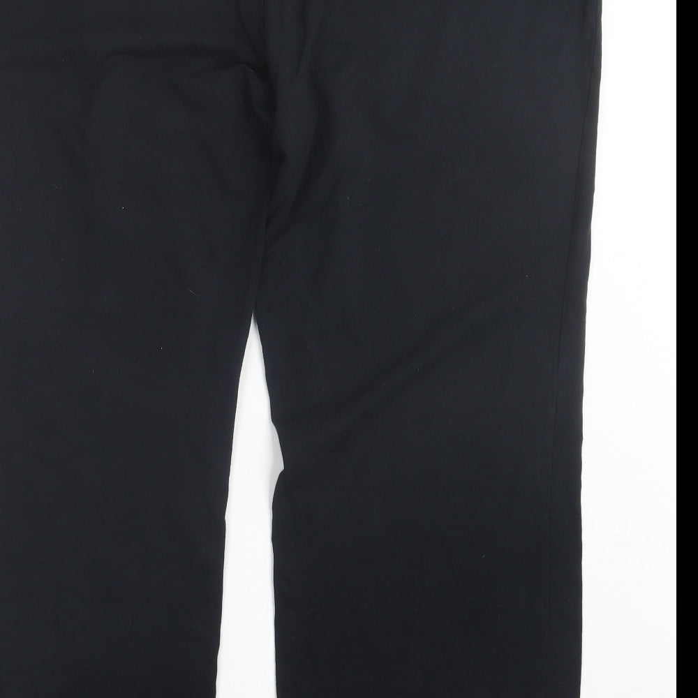 Marks and Spencer Womens Black Cotton Sweatpants Trousers Size 24 L30 in Regular Tie