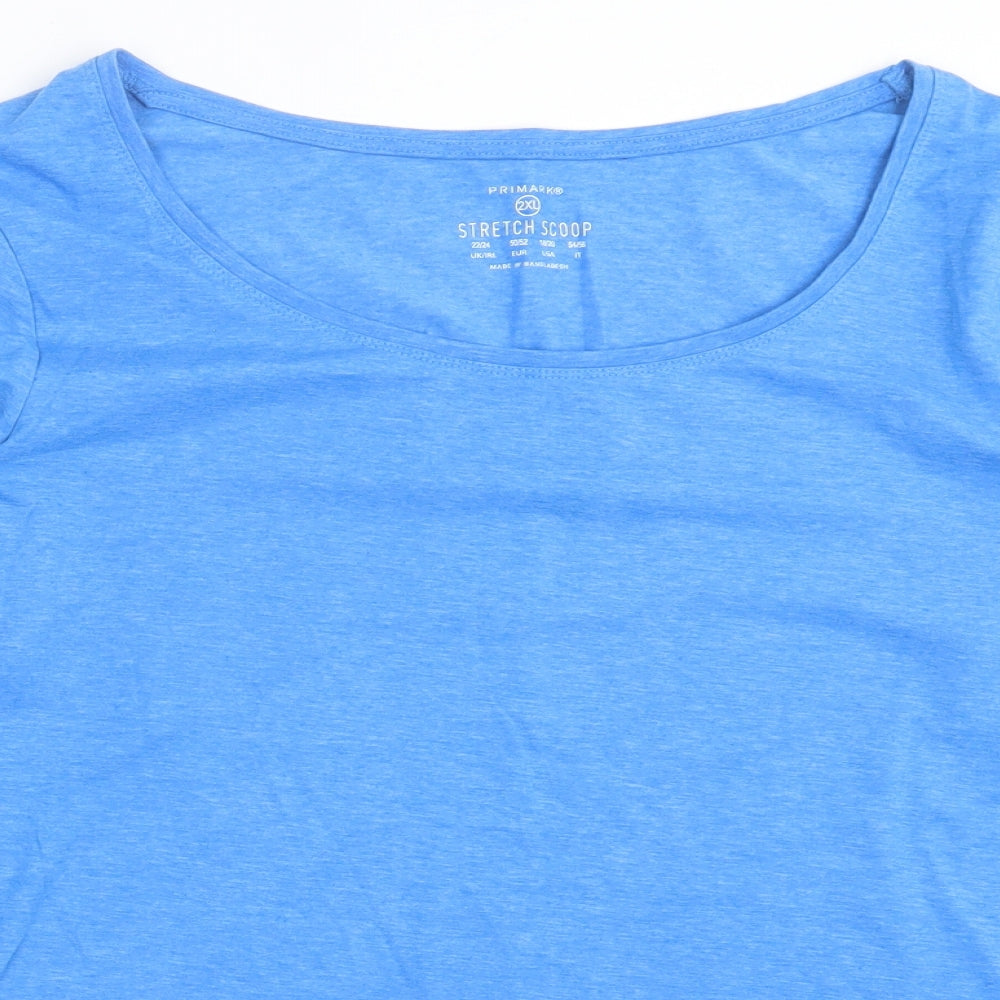 Primark Womens Blue Polyester Basic T-Shirt Size 2XL Scoop Neck