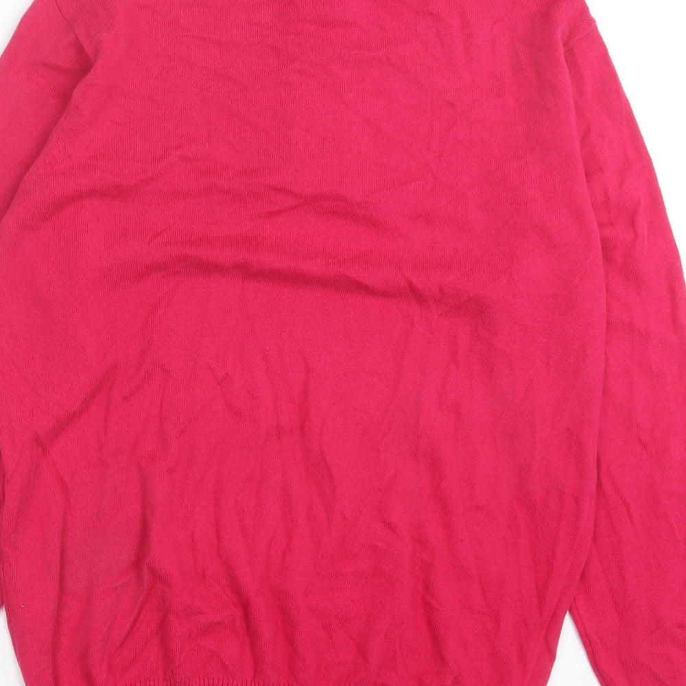 Woolovers Womens Pink High Neck Wool Pullover Jumper Size M