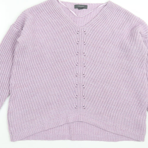 Primark Womens Purple V-Neck Acrylic Pullover Jumper Size XS