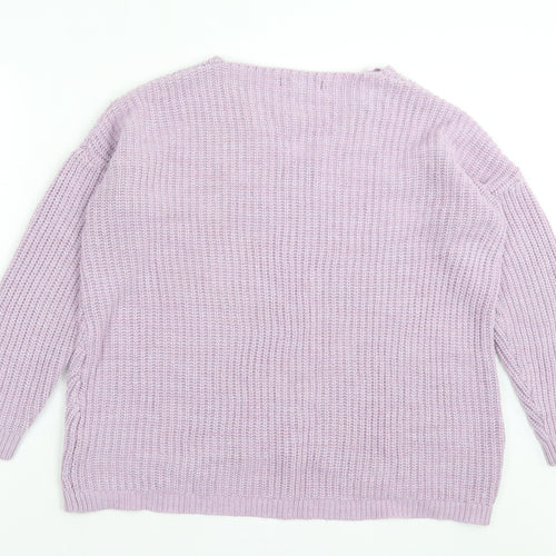 Primark Womens Purple V-Neck Acrylic Pullover Jumper Size XS
