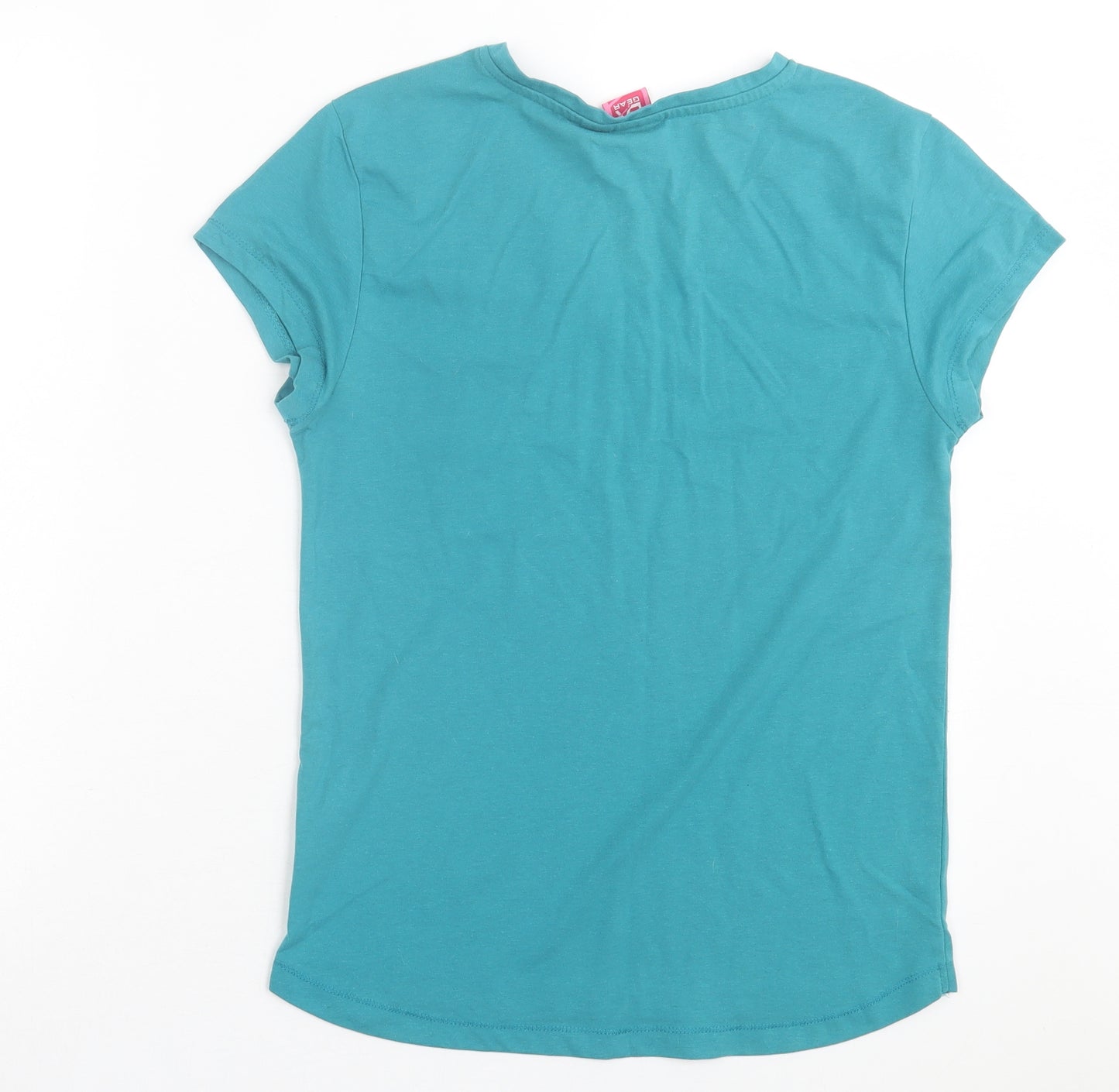 LA Gear Womens Blue Polyester Basic T-Shirt Size 10 V-Neck Pullover
