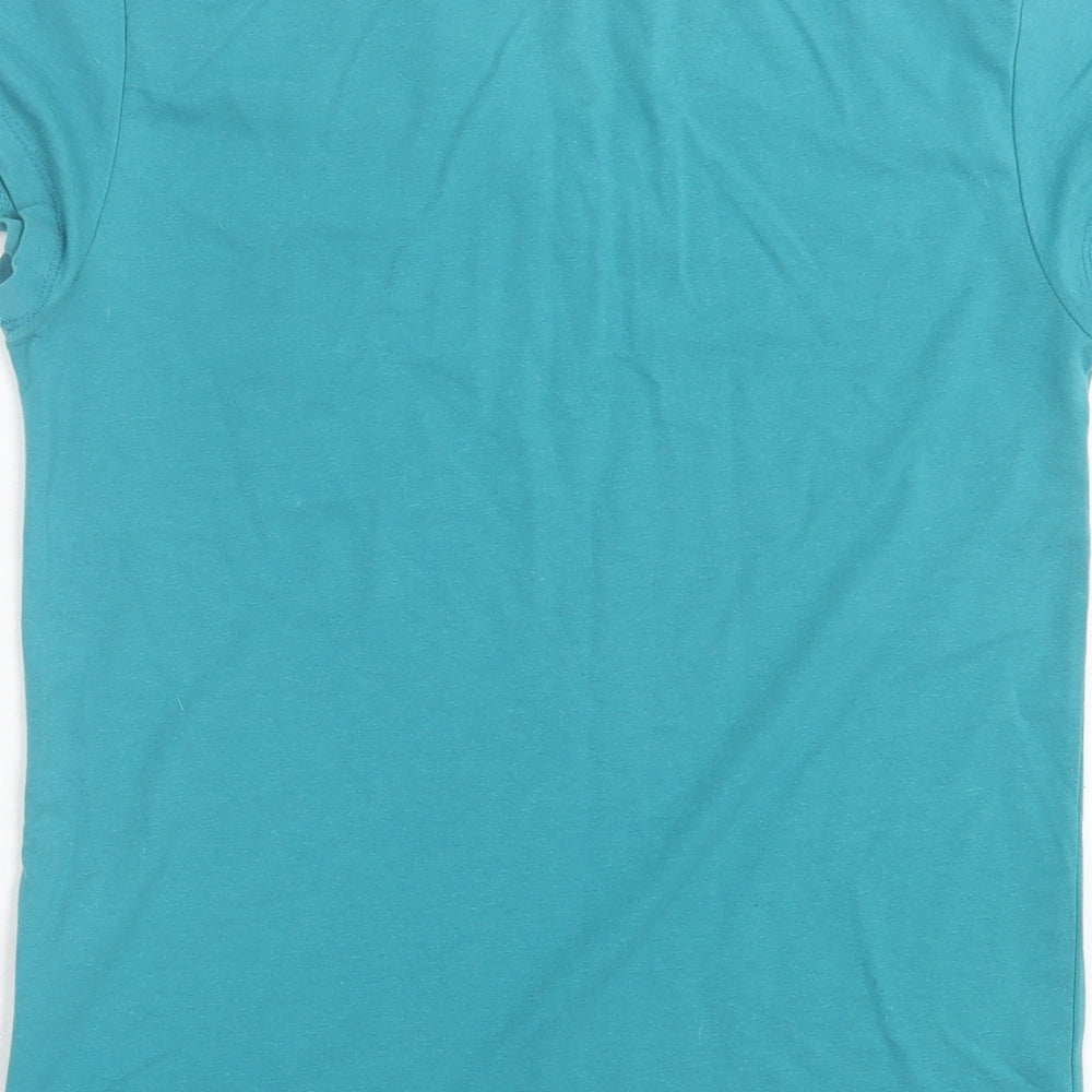 LA Gear Womens Blue Polyester Basic T-Shirt Size 10 V-Neck Pullover