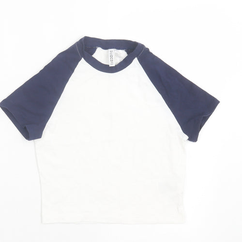 H&M Womens Blue Cotton Cropped T-Shirt Size M Crew Neck