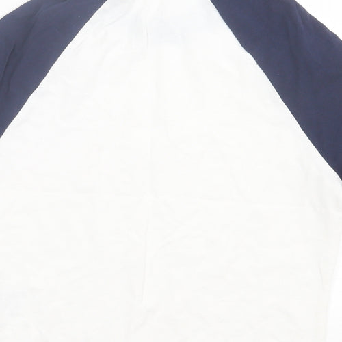 H&M Womens Blue Cotton Cropped T-Shirt Size M Crew Neck