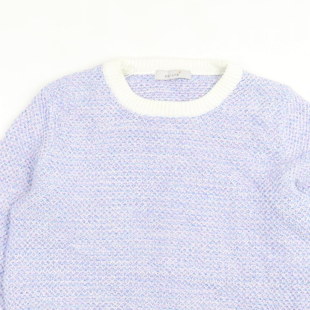 Per Una Womens Purple Crew Neck Cotton Pullover Jumper Size 12
