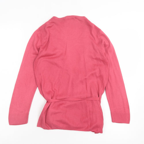 Marks and Spencer Womens Pink V-Neck Acrylic Wrap Jumper Size 8