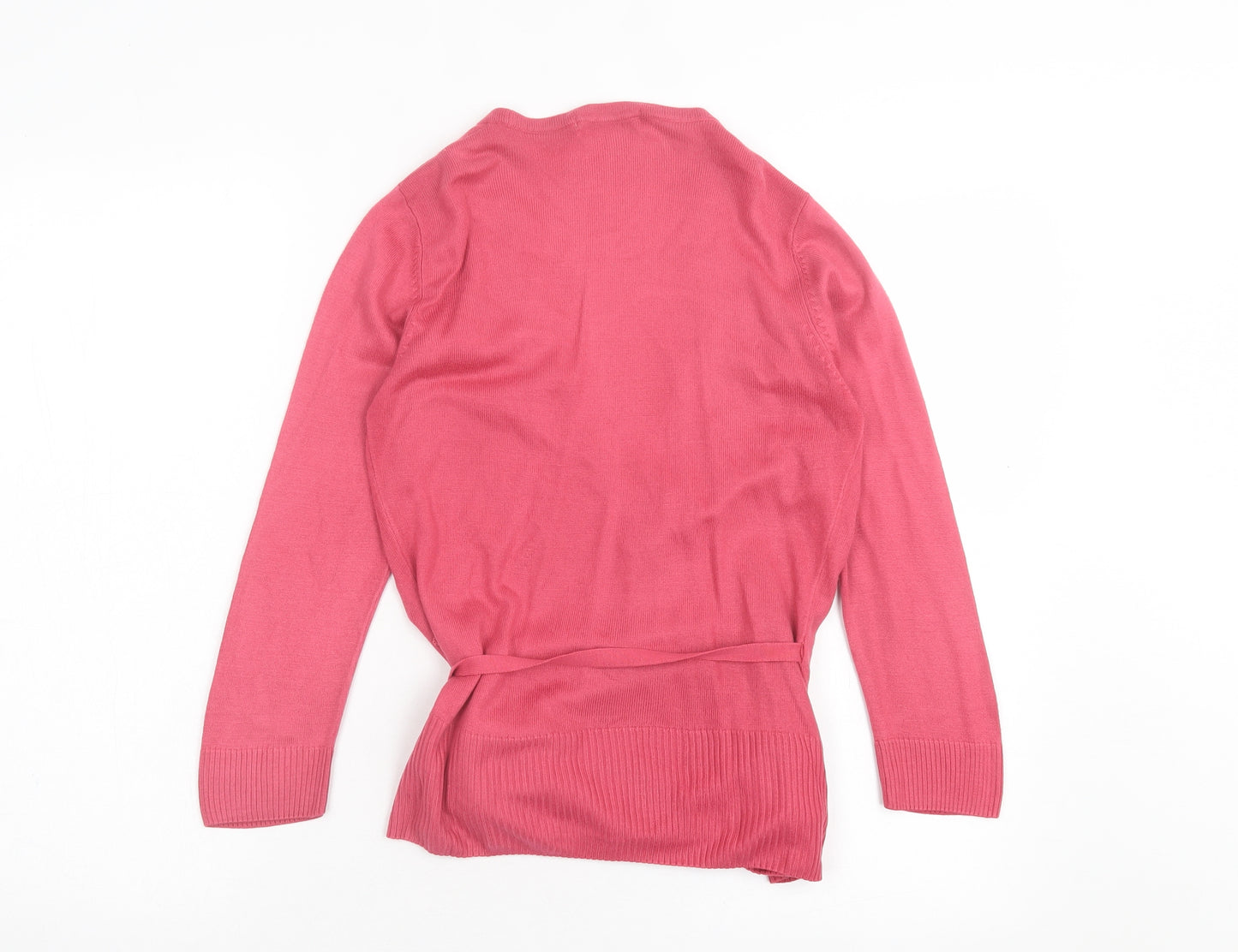 Marks and Spencer Womens Pink V-Neck Acrylic Wrap Jumper Size 8