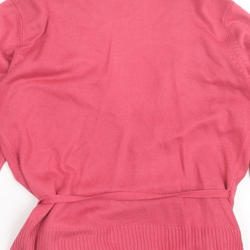 Marks and Spencer Womens Pink V-Neck Acrylic Wrap Jumper Size 8