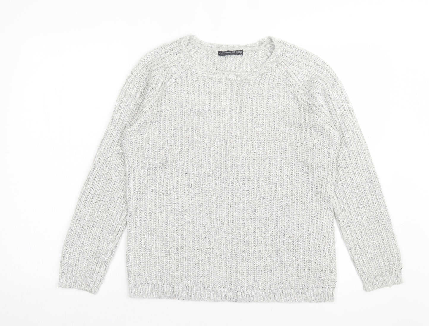 Atmosphere Womens Grey Crew Neck Acrylic Pullover Jumper Size 10