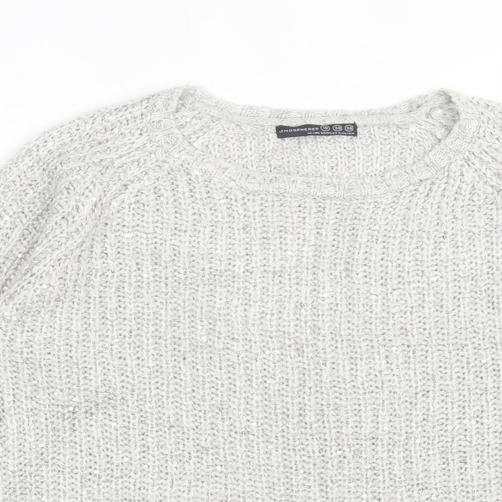 Atmosphere Womens Grey Crew Neck Acrylic Pullover Jumper Size 10