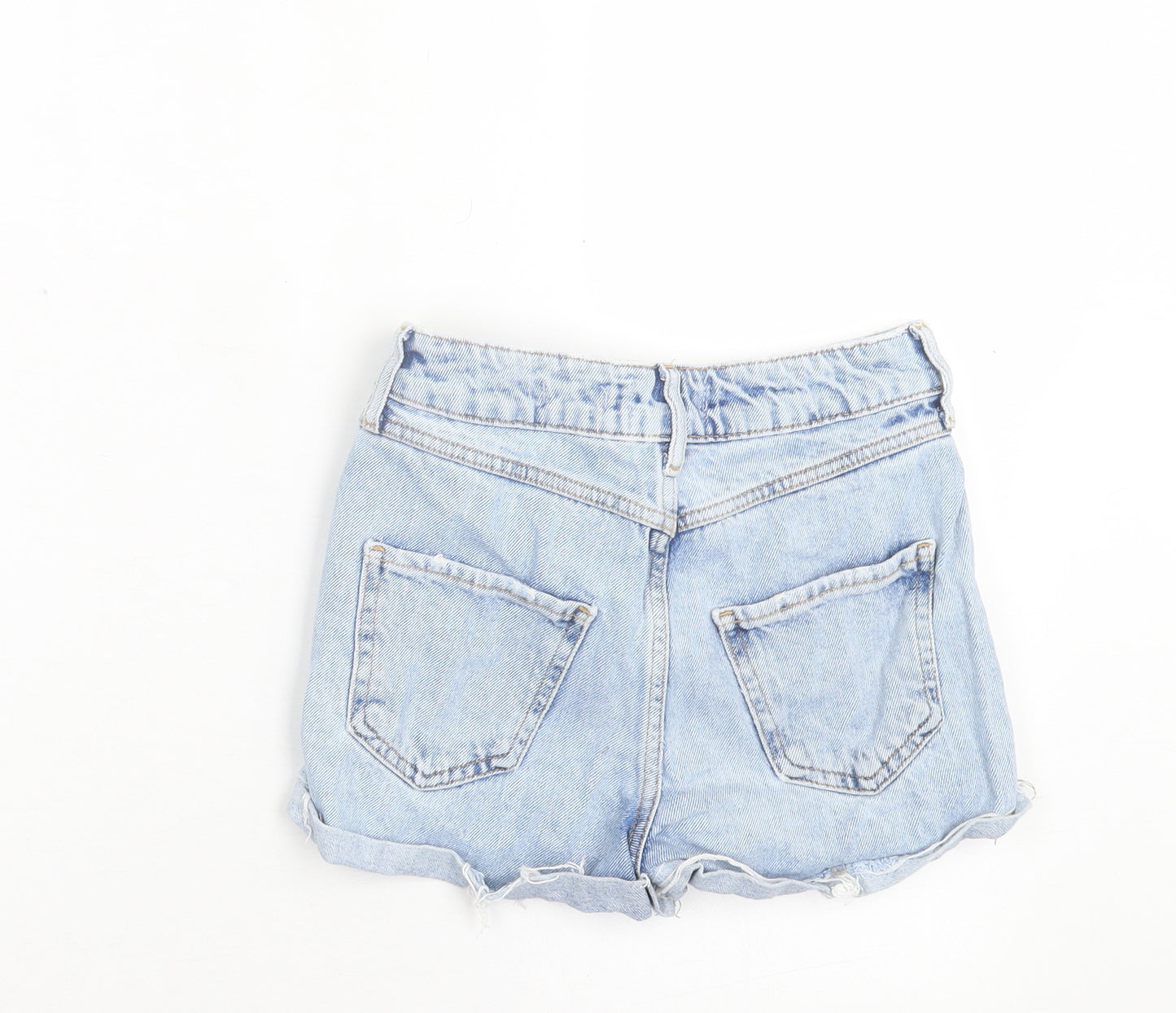New Look Girls Blue Cotton Mom Shorts Size 10 Years Regular Buckle