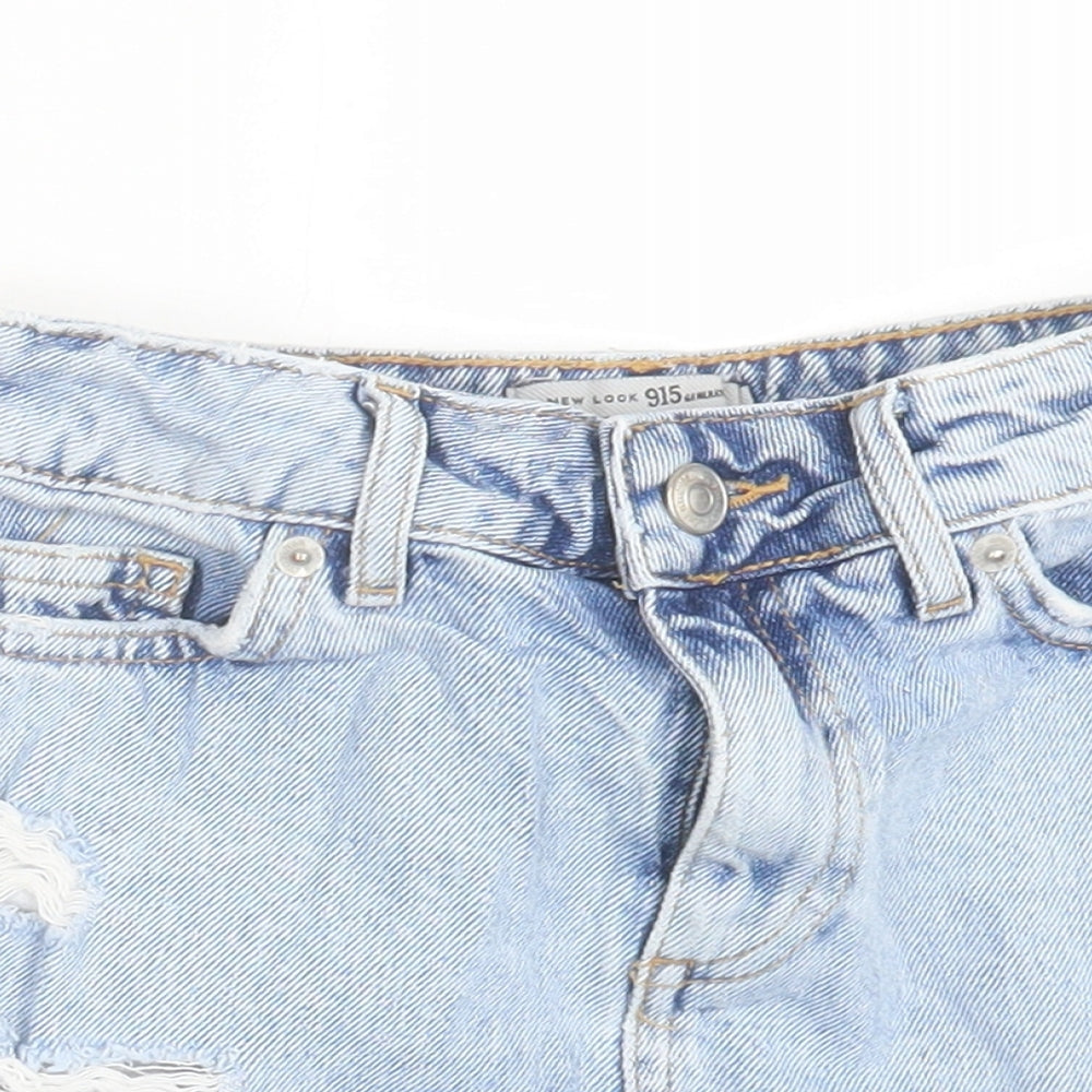 New Look Girls Blue Cotton Mom Shorts Size 10 Years Regular Buckle