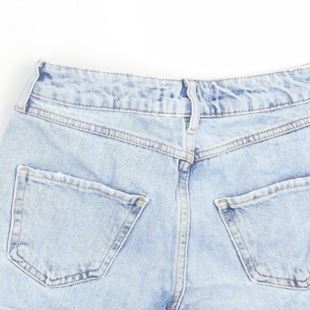 New Look Girls Blue Cotton Mom Shorts Size 10 Years Regular Buckle