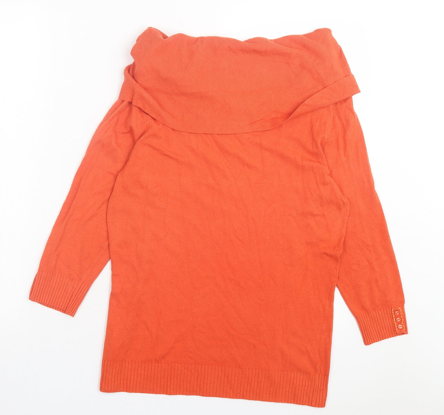 Per Una Womens Orange Cowl Neck Viscose Pullover Jumper Size 14