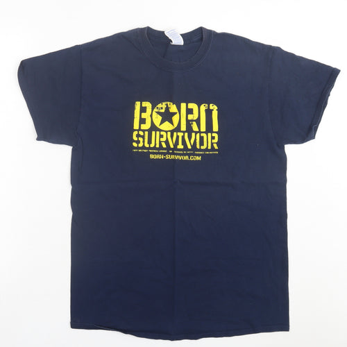 Gildan Mens Blue Cotton T-Shirt Size M Crew Neck