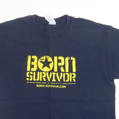 Gildan Mens Blue Cotton T-Shirt Size M Crew Neck