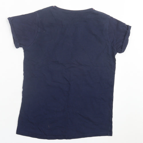 Young Dimension Girls Blue Cotton Basic T-Shirt Size 12-13 Years Crew Neck Pullover