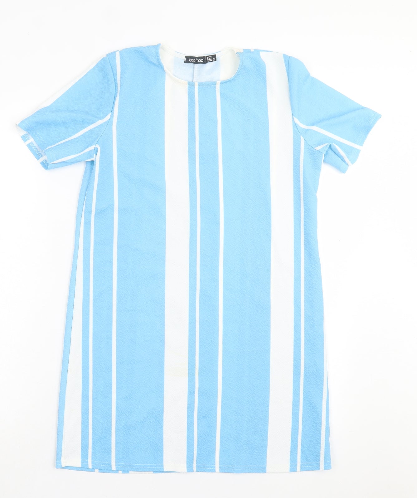 Boohoo Womens Blue Striped Polyester T-Shirt Dress Size 10 Crew Neck Pullover