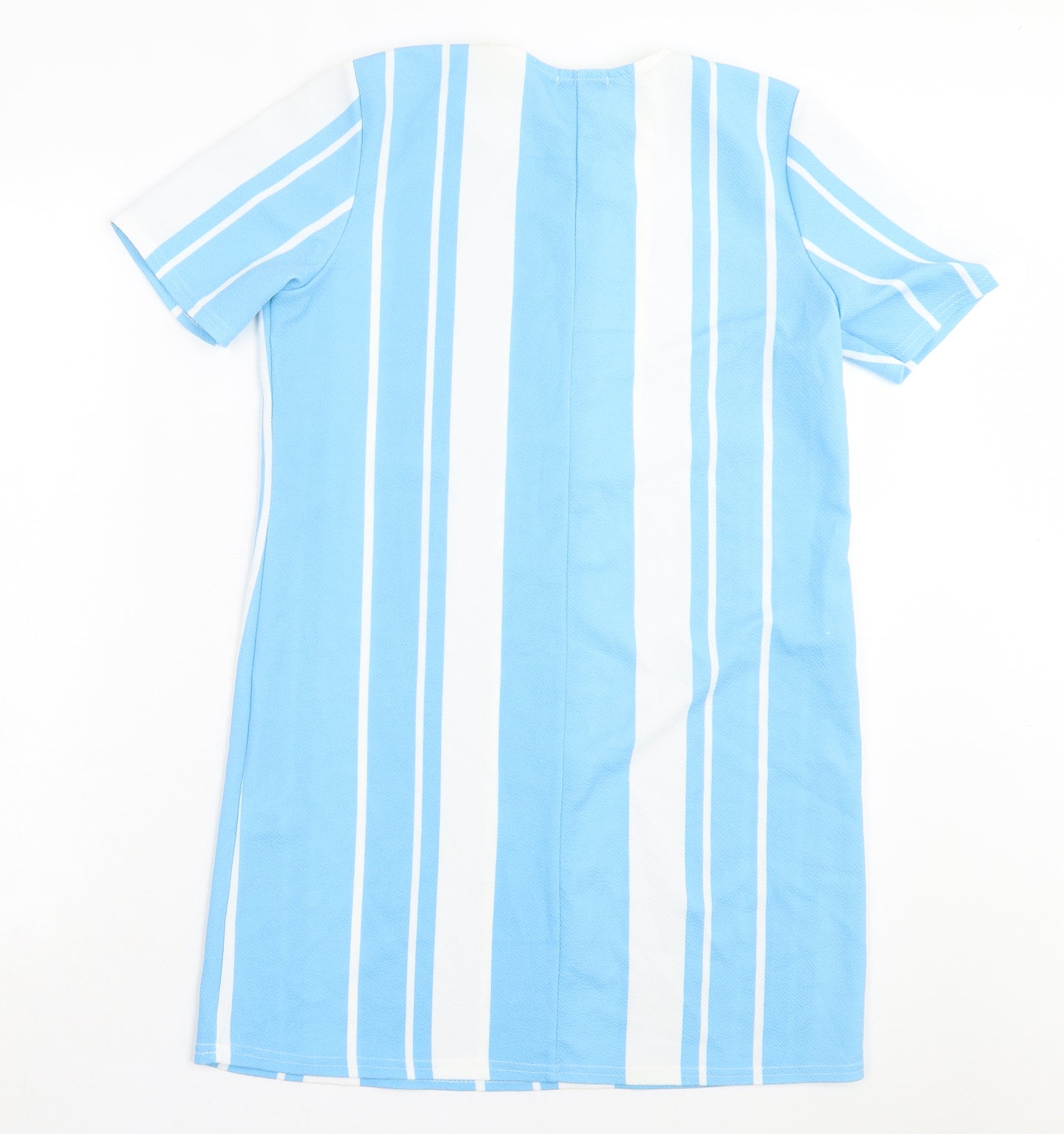 Boohoo Womens Blue Striped Polyester T-Shirt Dress Size 10 Crew Neck Pullover