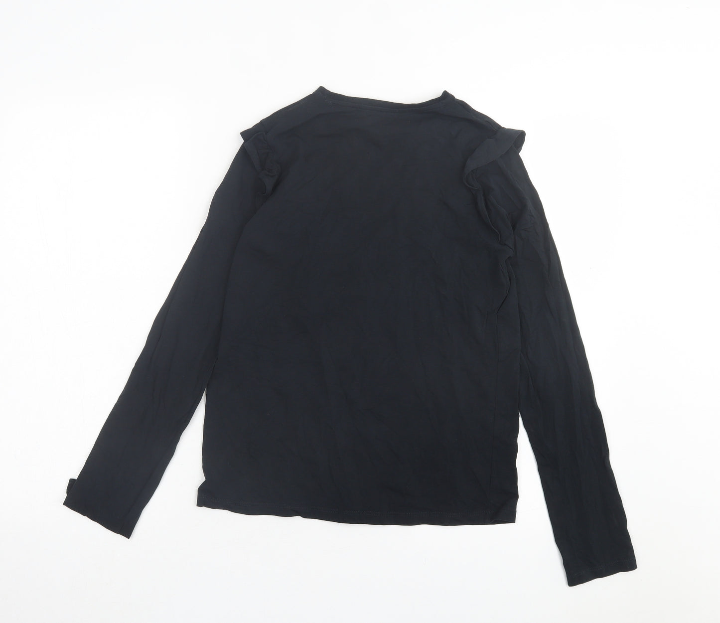 F&F Girls Black Cotton Basic Casual Size 13-14 Years Crew Neck Pullover
