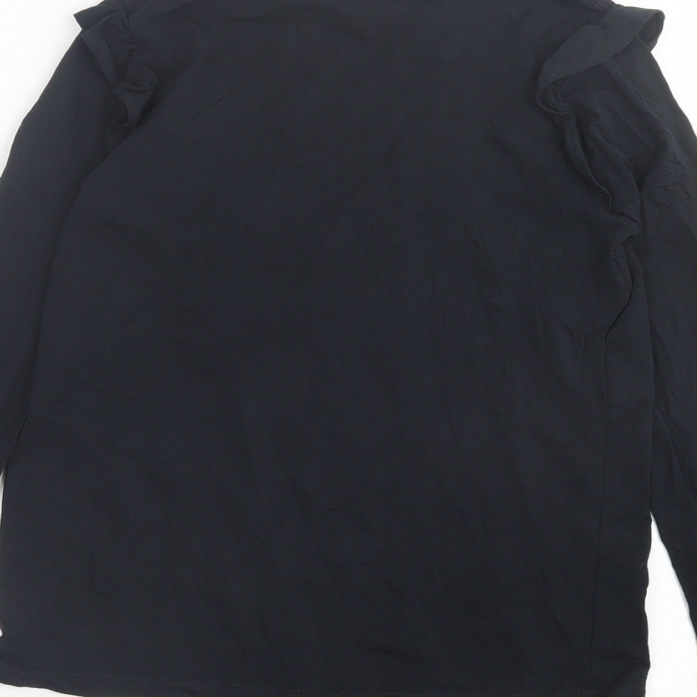 F&F Girls Black Cotton Basic Casual Size 13-14 Years Crew Neck Pullover