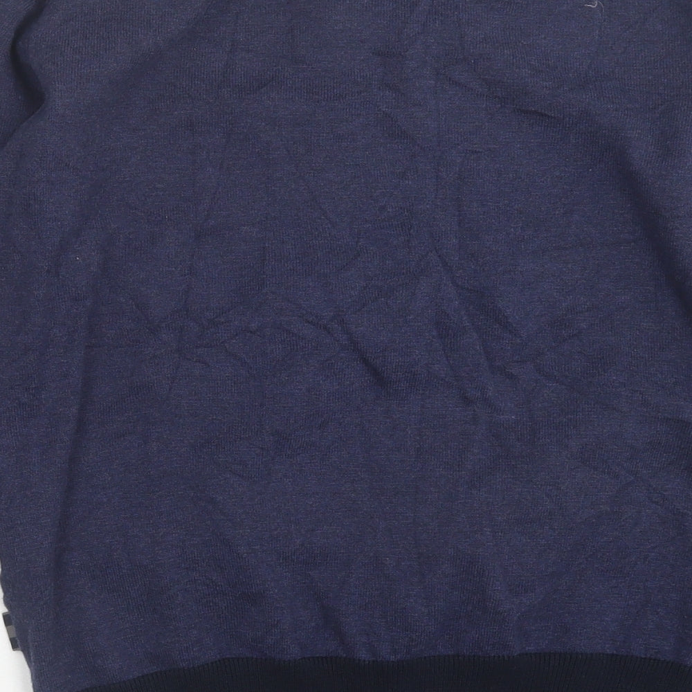 Peter Werth Mens Blue V-Neck Cotton Pullover Jumper Size M
