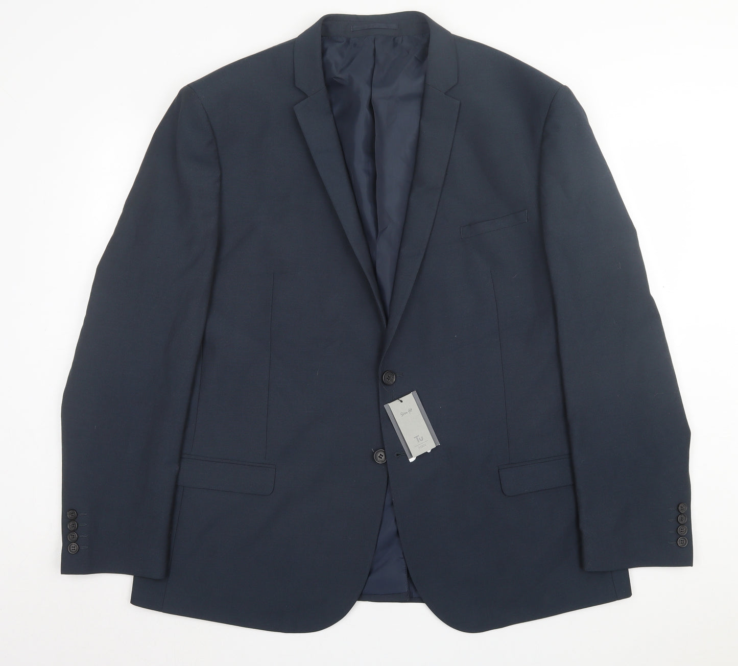 TU Mens Blue Polyester Jacket Suit Jacket Size 50