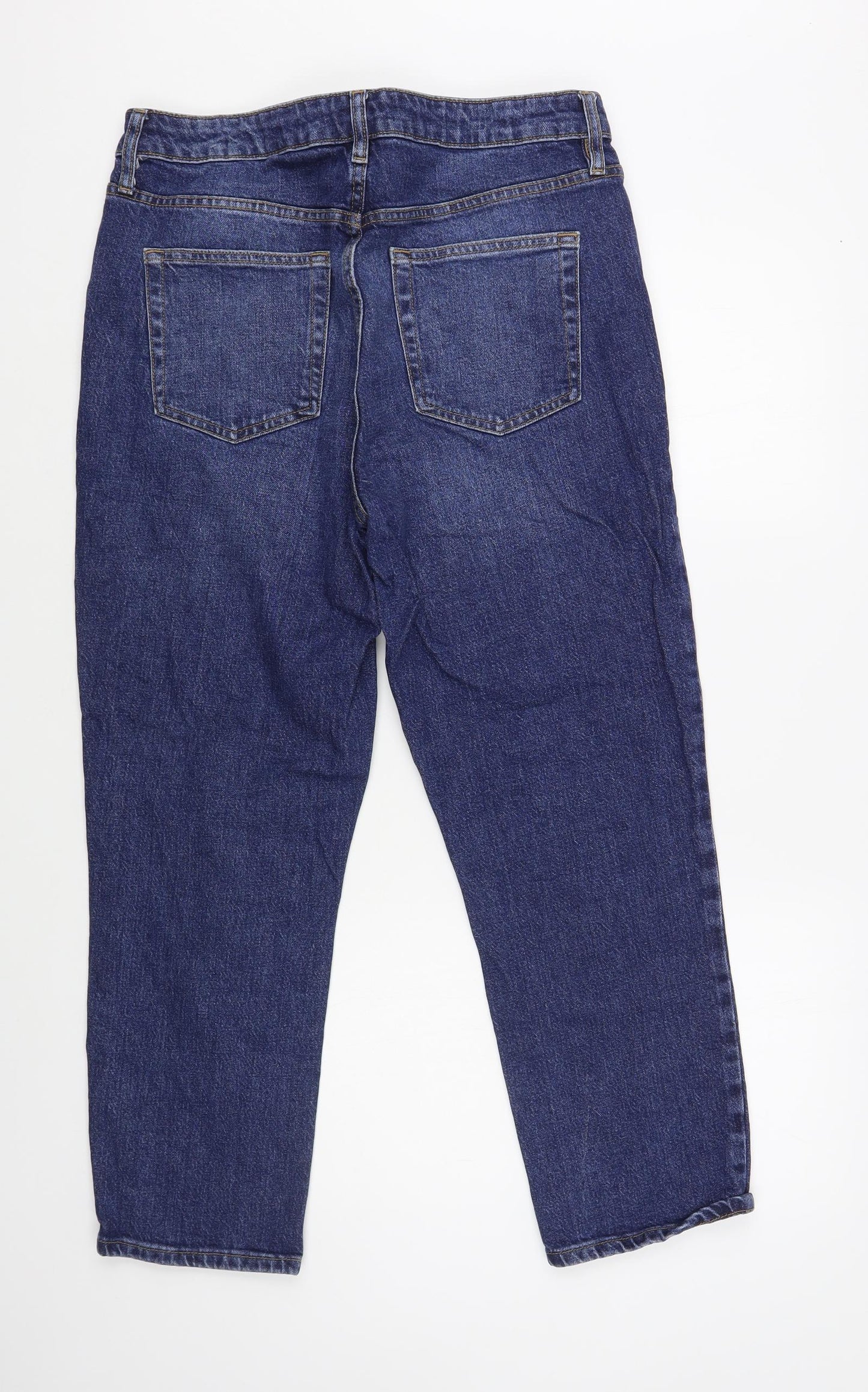 F&F Womens Blue Cotton Tapered Jeans Size 14 L28 in Regular Button