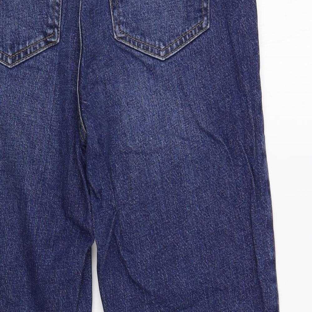 F&F Womens Blue Cotton Tapered Jeans Size 14 L28 in Regular Button
