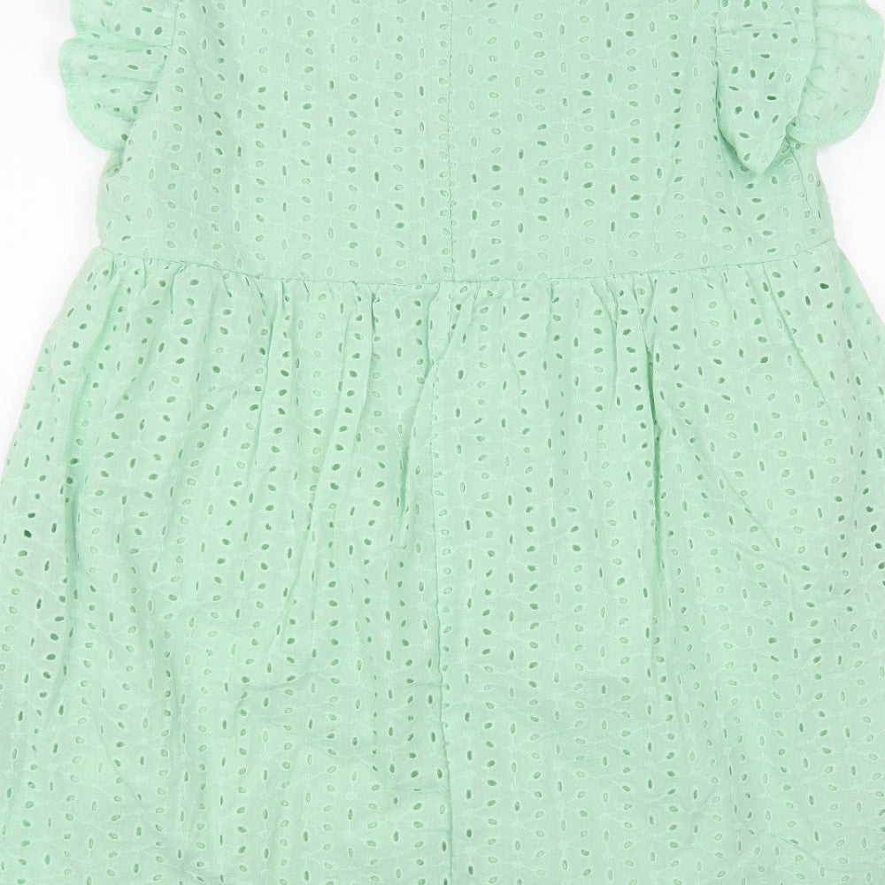 SheIn Womens Green Cotton Shift Size L V-Neck Zip