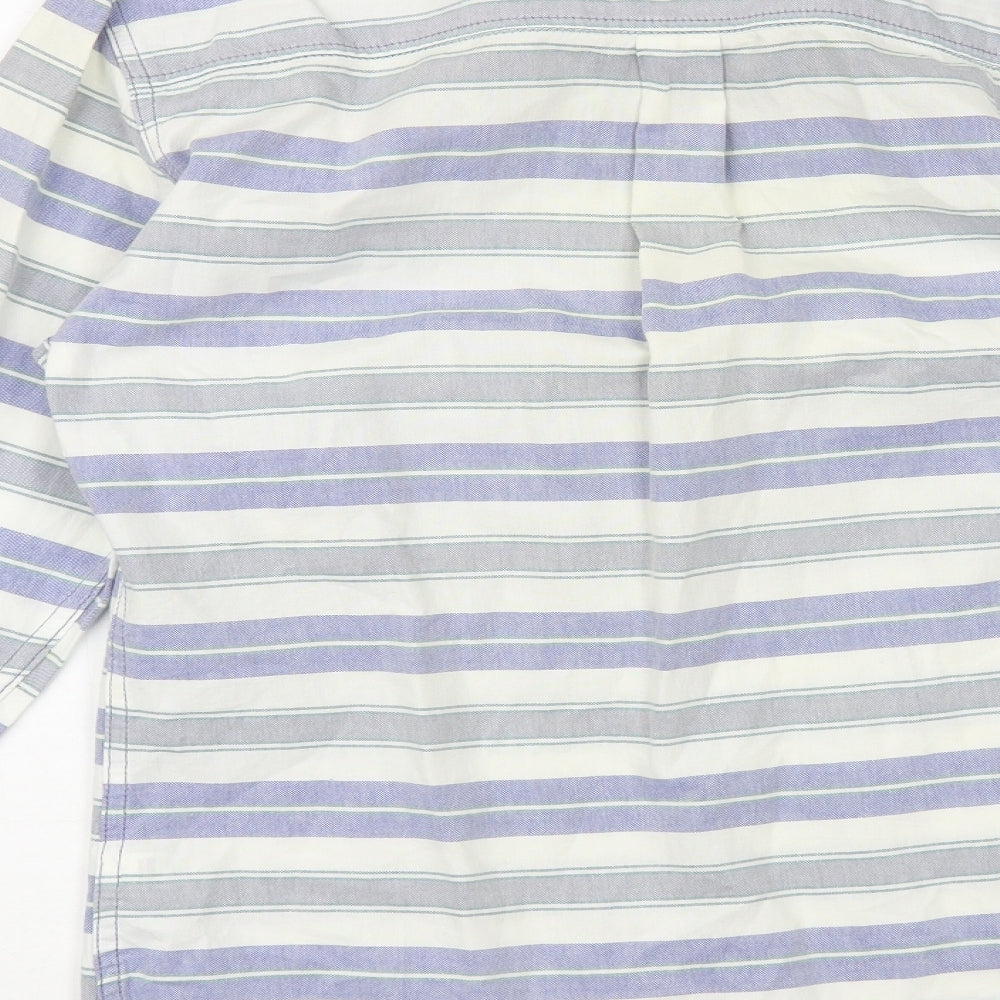 NEXT Mens Blue Striped Cotton Button-Up Size M Collared Button