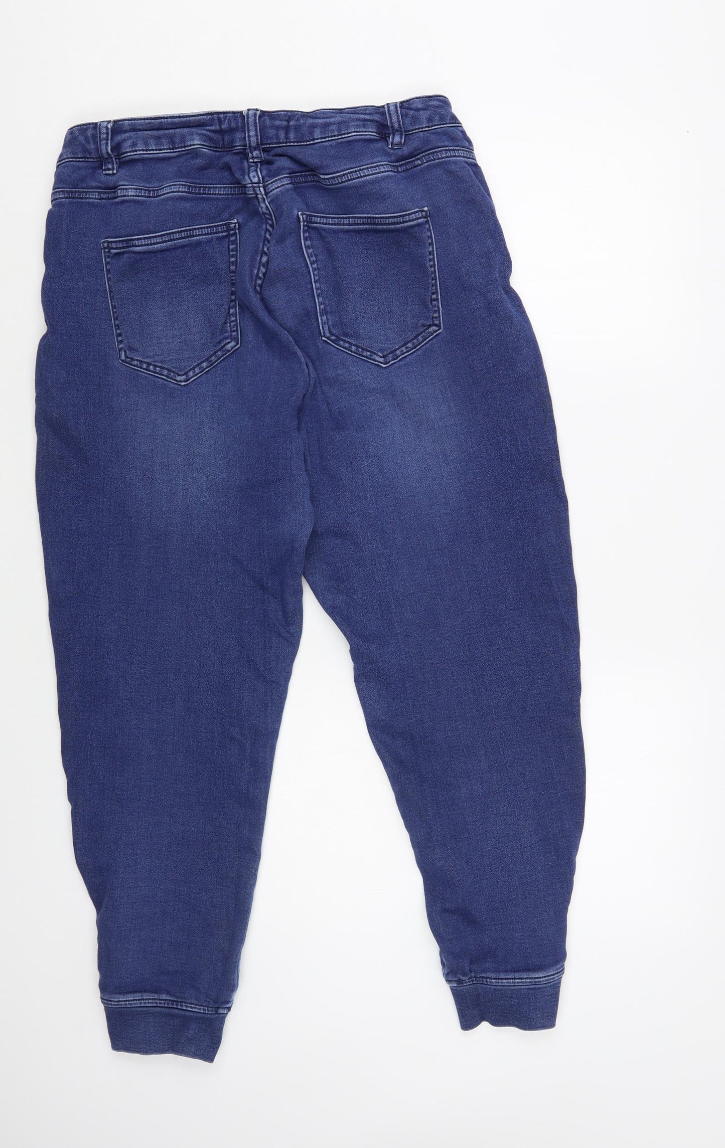 NEXT Womens Blue Cotton Tapered Jeans Size 12 L27 in Regular Drawstring