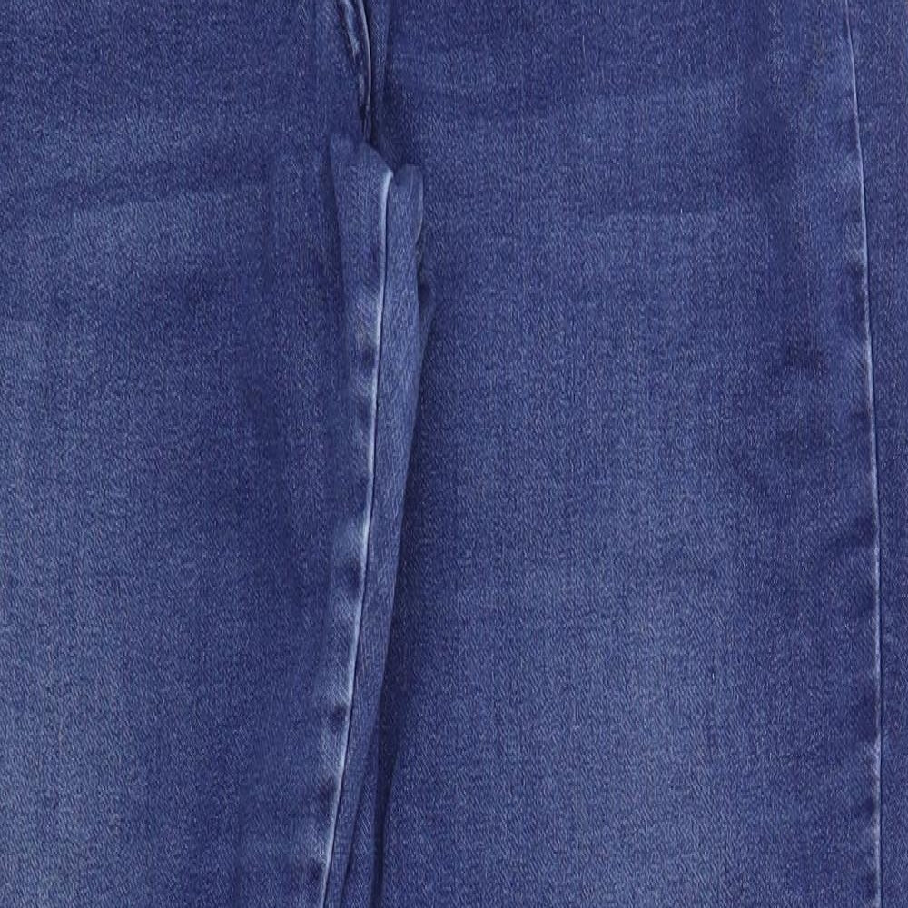 NEXT Womens Blue Cotton Tapered Jeans Size 12 L27 in Regular Drawstring