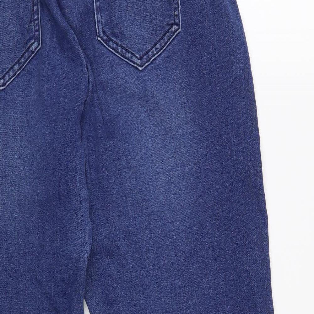 NEXT Womens Blue Cotton Tapered Jeans Size 12 L27 in Regular Drawstring