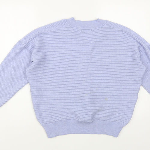 F&F Womens Blue V-Neck Acrylic Pullover Jumper Size 12